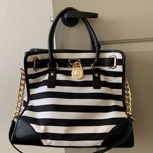 Michael Kors - B&W Striped Weekender Purse